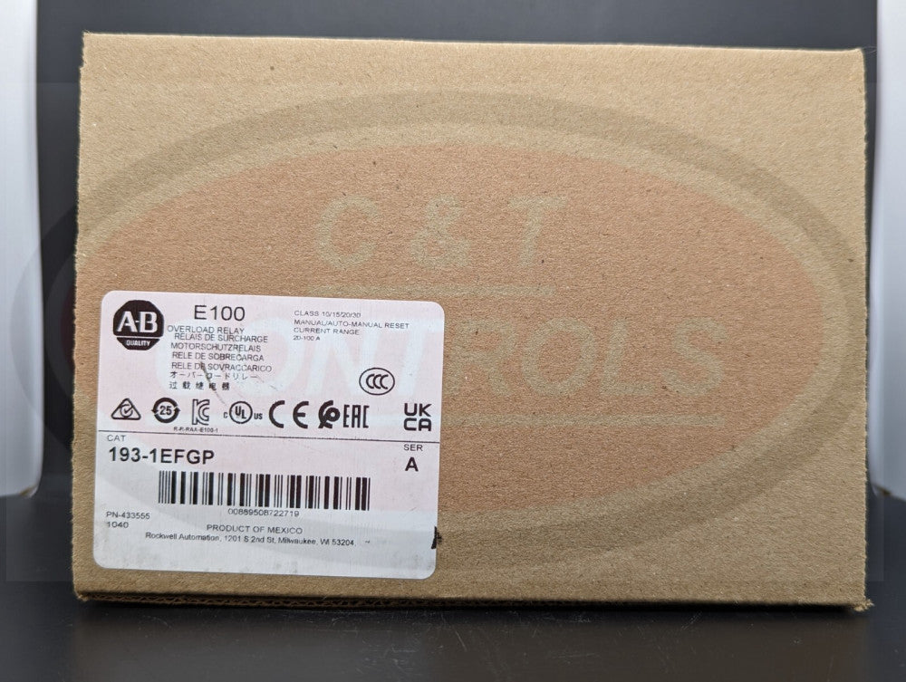Allen Bradley 193-1EFGP E100 20-100A Overload Relay New In Box USA Stock