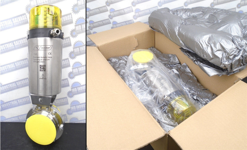 KL BioClean - 150-130 - 3 in PNEUMATIC BUTTERFLY VALVE - 316SS 6bar/87 psi (NEW)
