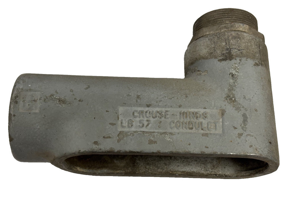 CROUSE HINDS CONDUIT BODY, LB57, FM7, 1 1/2", GREYLOY IRON