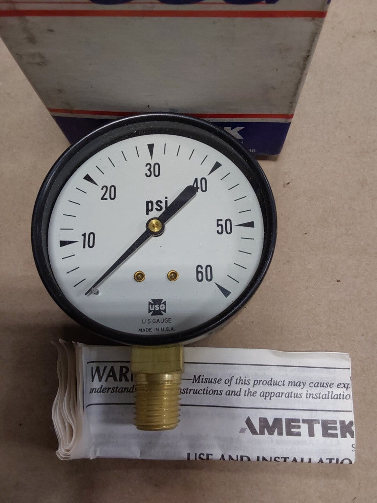 NEW 2 1/2" USG P-500 0-60 PSI Pressure Gauge 1/4 ANPT