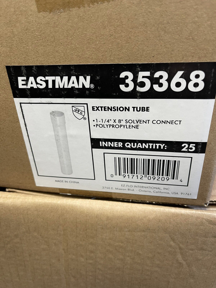(25 Pc Case) Eastman 35368 PVC Extension Tube 1-1/4-inch x 8-inch *SHIPS FREE*