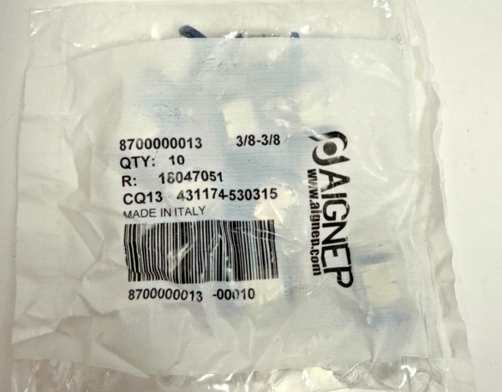 10-Pack Aignep 8700000013 3/8 O/D x 3/8 NPT Push In Fitting Stainless