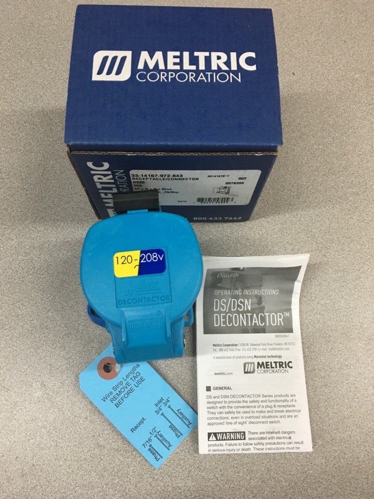 NEW IN BOX MELTRIC RECEPTACLE CONNECTOR 33-14167-972-843
