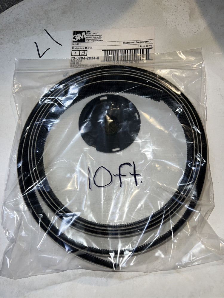 Genuine 3M SJ3551 (10ft Roll) (BLACK) DUAL LOCK PRESS TAPE 1" PEDAL BOARD Nos