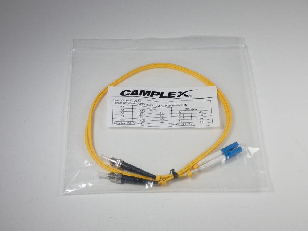 Camplex SMD9-ST-LC-001 Single Mode Fiber Optic Patch Cable - NEW Surplus!