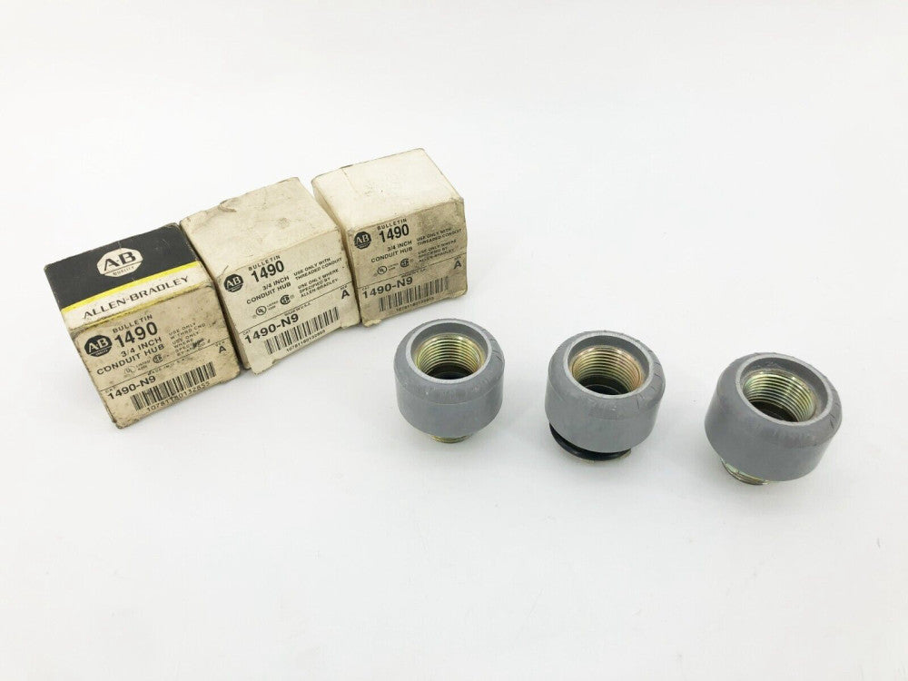 Lot of 3 New AB Allen Bradley 1490-N9 Ser. A Conduit Connectors 3/4"