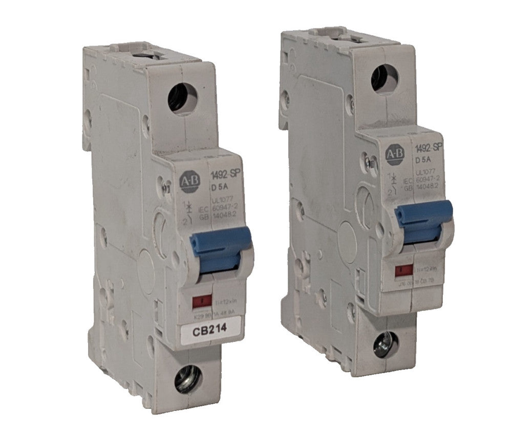 Lot of 2: Allen-Bradley 1492-SPM1D050 Mini Circuit Breakers, 1492-SP Series D