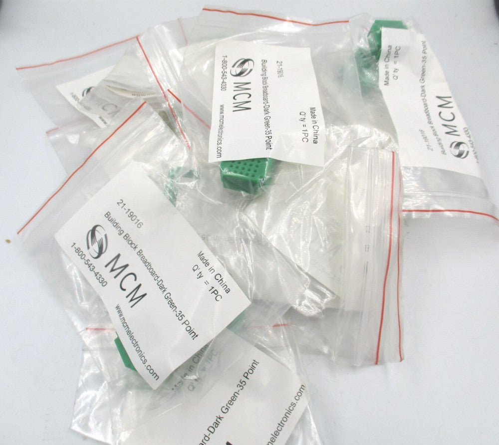 MCM (21-19016) 35-Point Dark Green Building Block Breadboard - Lot of 18