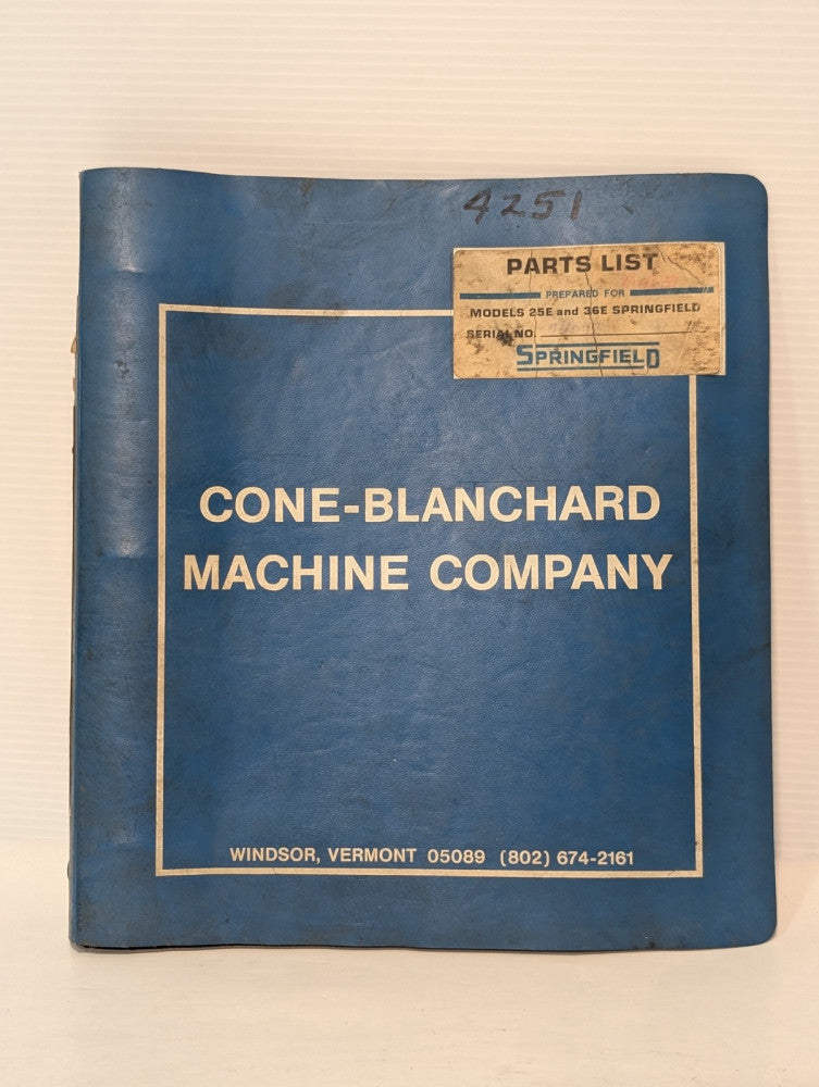 Cone-Blanchard 25E & 36E Crown Vertical Grinding System Parts & Operation Manual