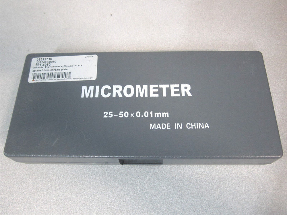 601-4050 0.01" Graduation Mechanical Outside Micrometer w/ Ratchet Stop Thimble