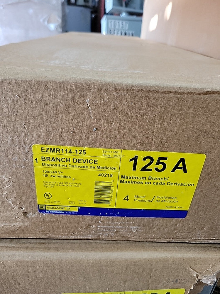 Square D EZMR114-125 Single Phase 4 Ringless Sockets 120/240VAC 125A Per Branch