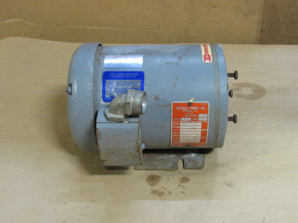 TUTHILL PUMP CO MOTOR B2725-3 1/3 HP 208-220/440V 3PH 1725RPM 2M4-48412 FRAME
