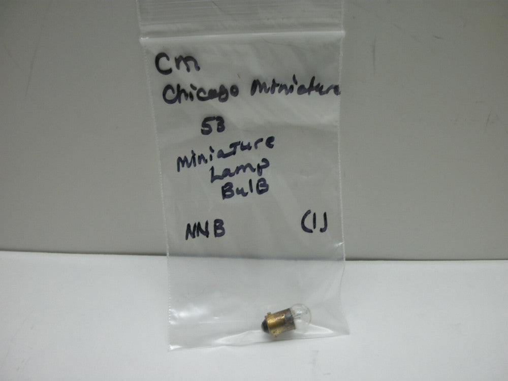 CHICAGO MINIATURE 53 MINIATURE LAMP BULB BA9S 14.4V 0.12A 1.728W (1-BULB) NNB