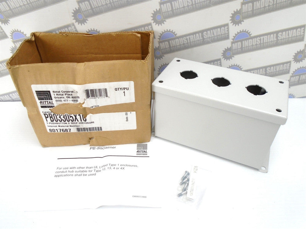 RITTAL - PB03305X1C - 3-PUSHBUTTON SWITCH DEEP ENCLOSURE - 8" x 4" x 4.7" (NEW)