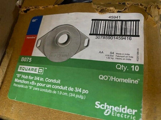 (10 PACK) SCHNEIDER SQUARE D B075 RAINTIGHT CONDUIT HUB 3/4" INCH (NEW)