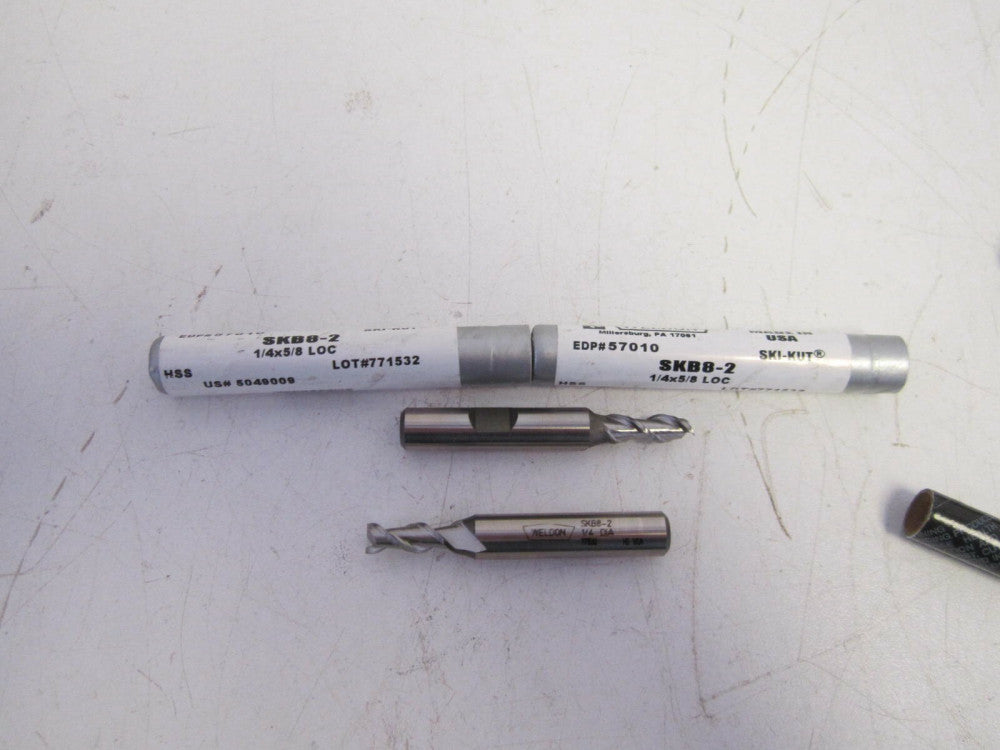 (2) Weldon SKB8-2 HSS Ski-Kut 1/4 x 3/8 x 2-7/16 x 5/8 Roughing End Mill New