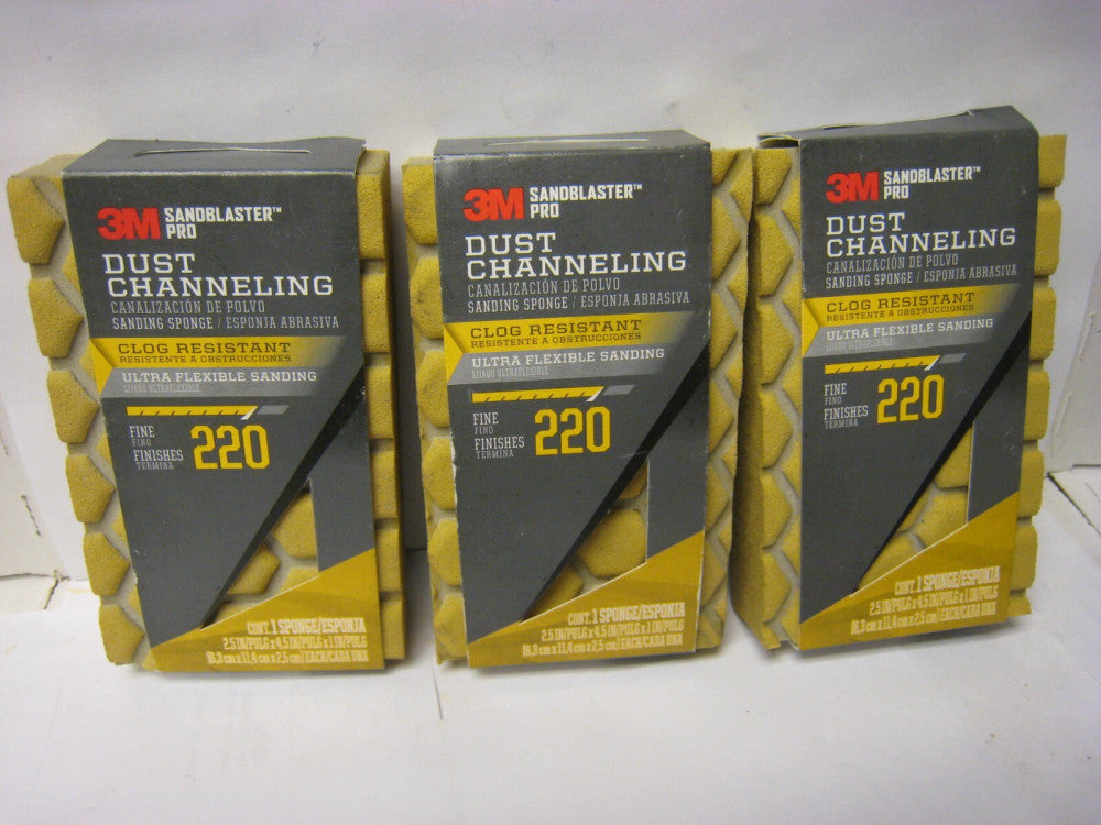 3M Sandblaster Pro, Dust Channeling, 220 Fine, 3 Sponges 30907-220-UFSP