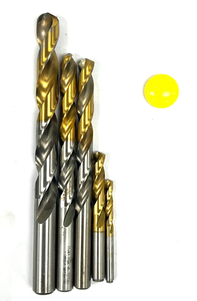 ASSORTMENT OF DRILL BITS CUT DIA 1/2" 25/64" 3/8" 19 64" & 3/16" LOT OF 5