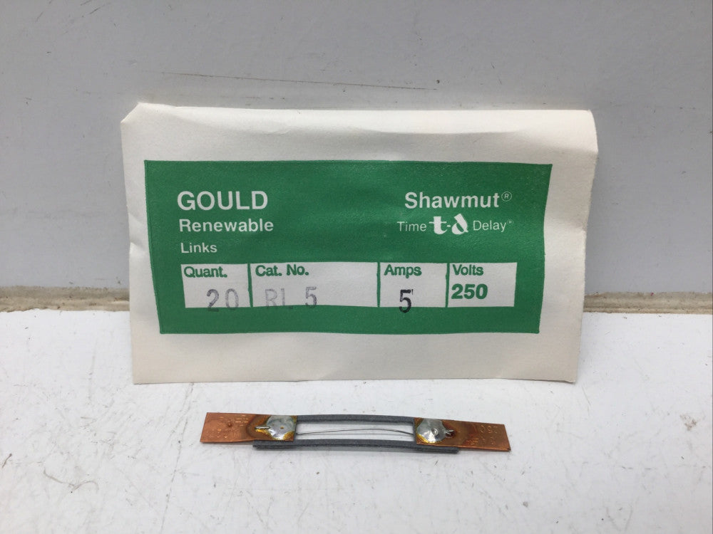 GOULD SHAWMUT RL5 Renewable Fuse Links 5 AMP 250VAC (LOT of 20)