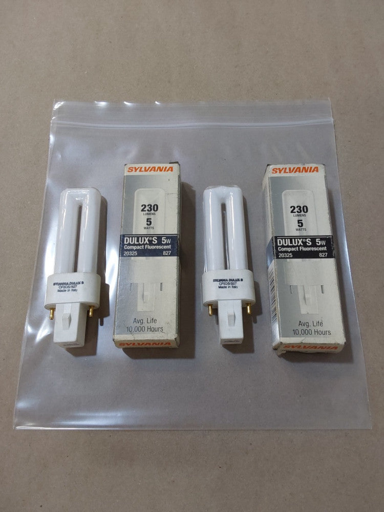 Sylvania Dulux S 5W Base G23 CF5DS/827 20325 Compact Fluorescent (Lot Of 2)