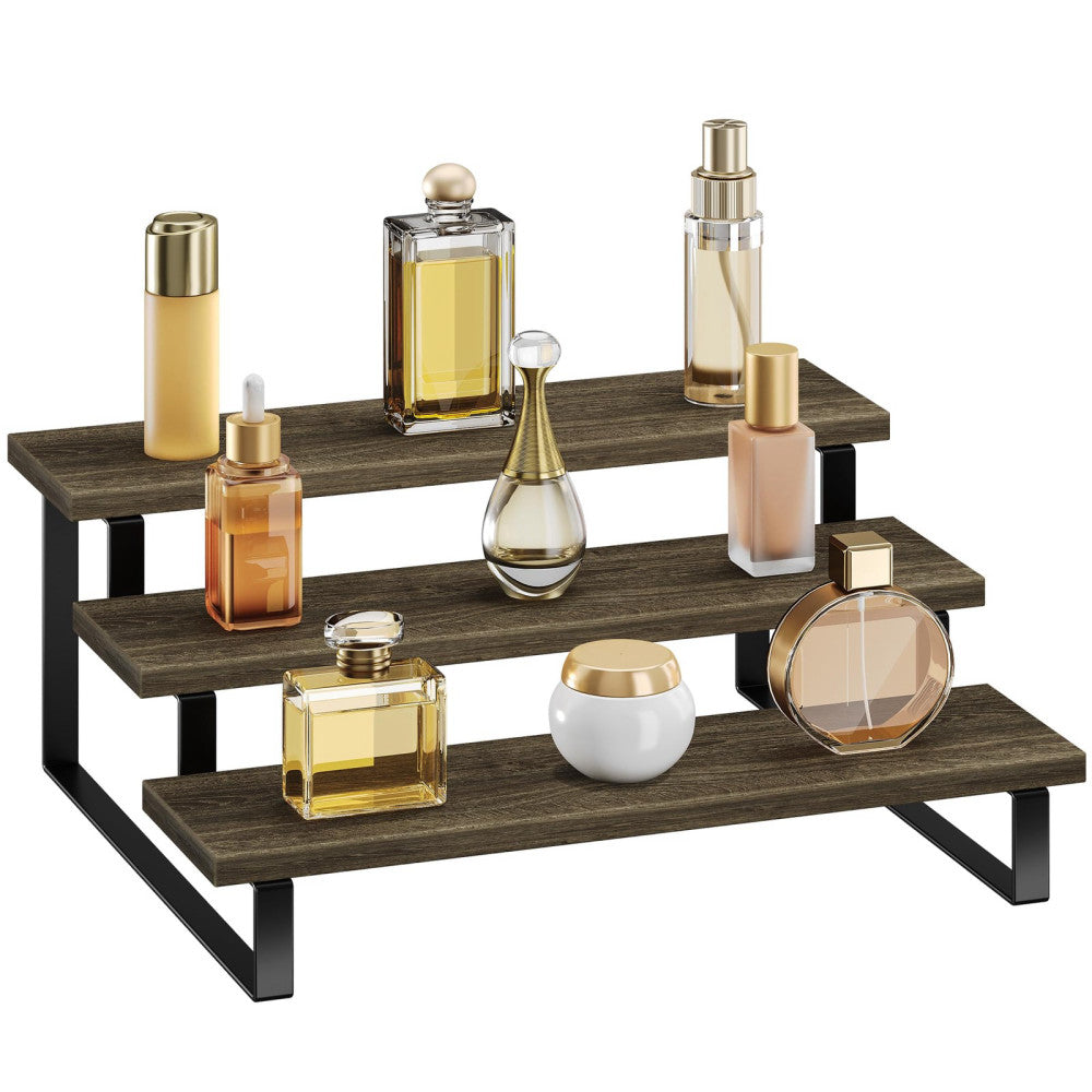 FIGWINET Wooden Display Riser Stand 3 Tier Perfume Display Stand Perfume Orga...