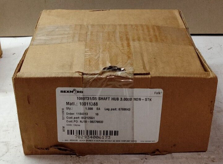 NEW FALK REXNORD 1080T SHAFT GRID COUPLING SPACER HUB 3" BORE 3.5" SHAFT 0769043