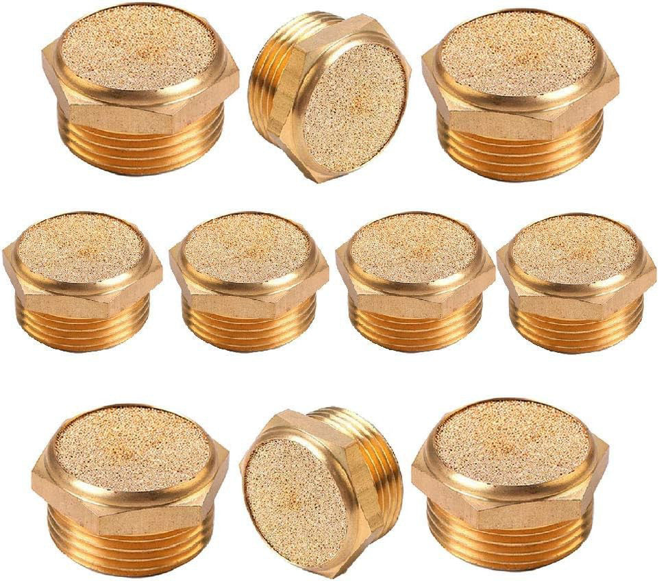 Beduan Sintered Bronze Pneumatic Exhaust Muffler, 1/8" 1/8" NPT (10 pcs)