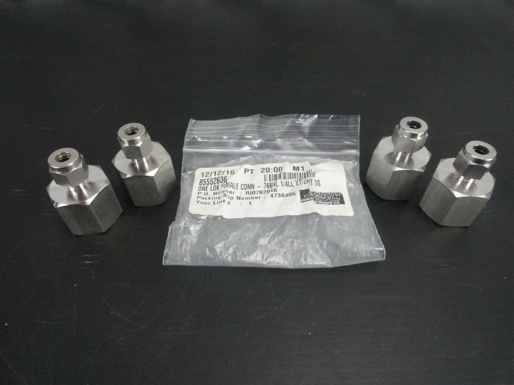 (Lot of 4) HAM-LET 766 HL Straight - 1/4" LL NPT x 1/2" Female NPT SS 316 (NEW)