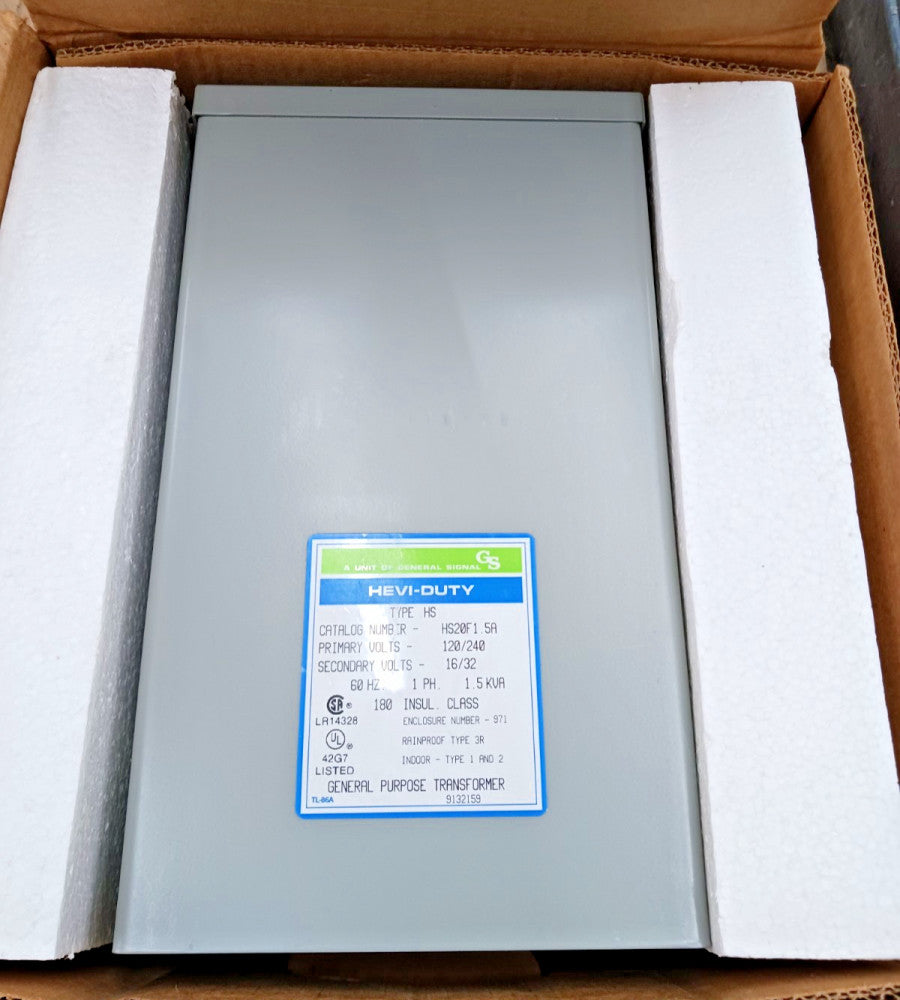 New EGS HS20F1.5A Hevi-Duty 1.5 kva 1 Phase Transformer 120/240 HV 16/32 LV