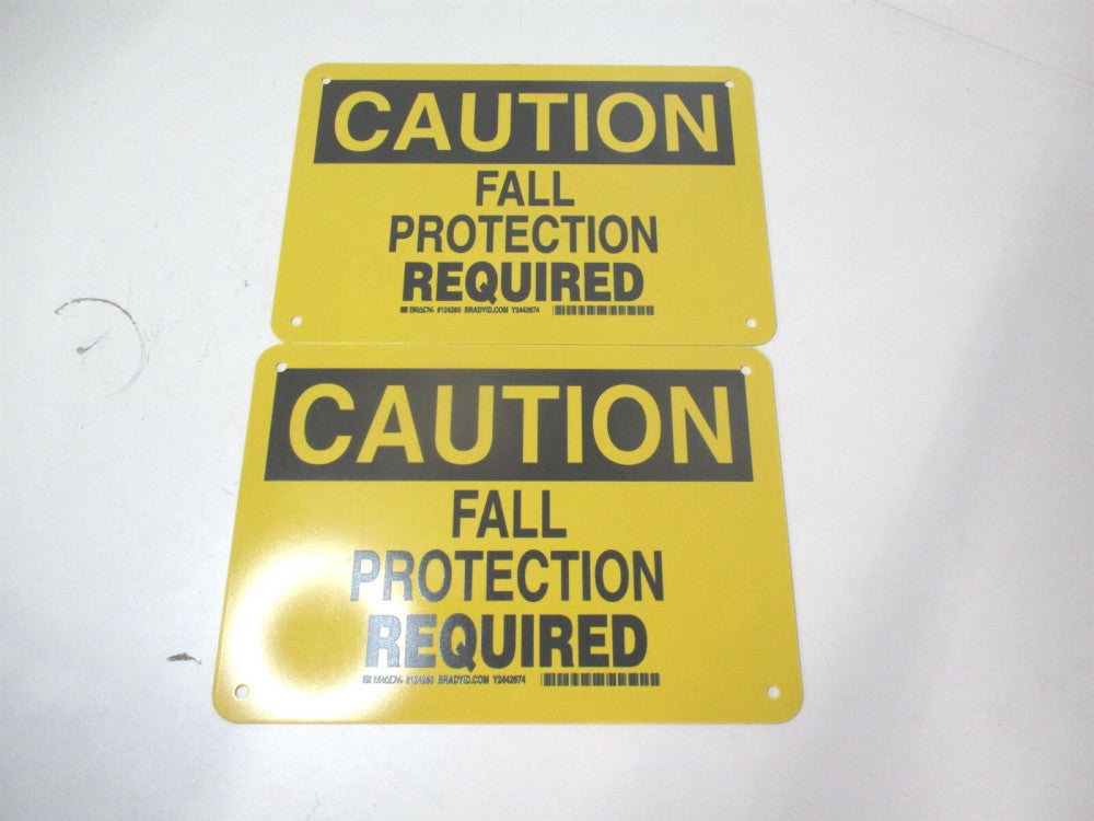 Brady (124260) 7" x 10" Fall Protection Required Yellow Caution Sign - Lot of 2