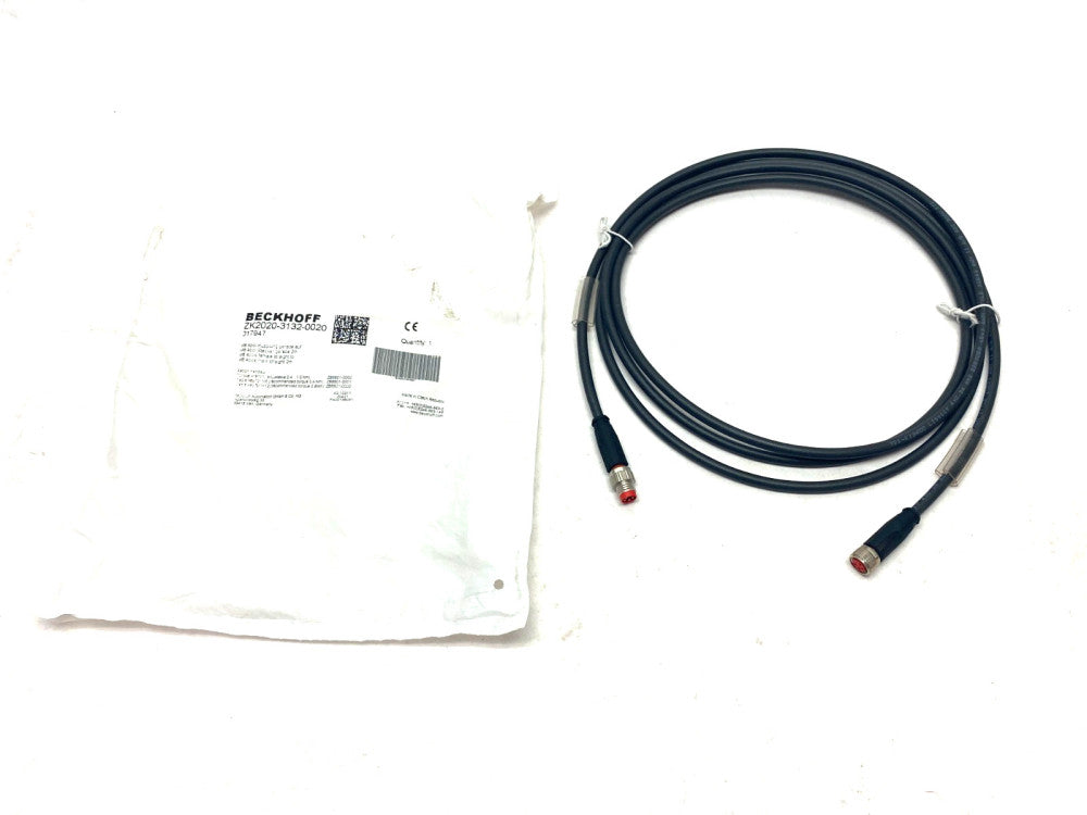 Beckhoff ZK2020-3132-0020 Double Ended Power Cordset M8 4-Pin 2m Length 017947
