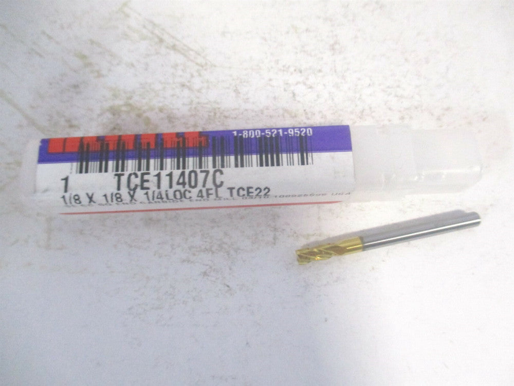 (750463) 1/8" x 1/4" x 1/8" x 1-1/2" OAL Solid Carbide 4 Flute Square End Mill