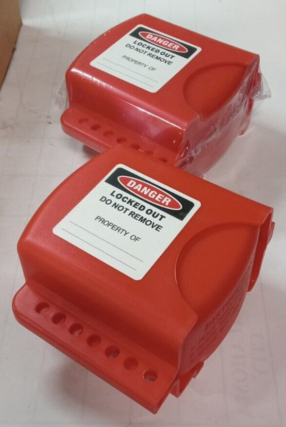 2) NEW TRADESAFE FLANGED BALL VALVE LOCKOUT DF08 LOT OF 2