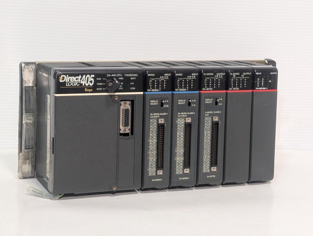 Koyo DirectLOGIC 405 D4-440 PLC w/D4-32ND3-1 x2 D4-32TD2 D4-16TD2 F4-08TRS-1