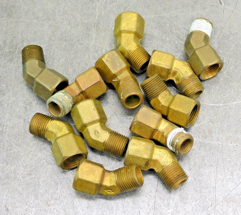 Brass Compression Elbow Pipe Fitting 45° 3/8" NPT Lot of Twelve (12)
