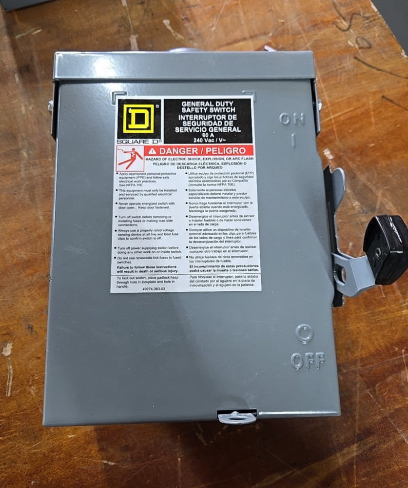 NNB SQUARE D DU222RB Safety Switch,240VAC,2PST,60 Amps AC