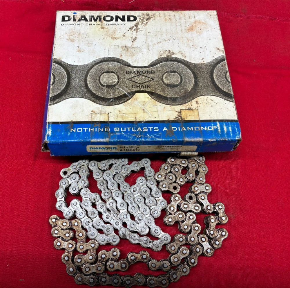 DIAMOND CHAIN COMPANY RIVETED ROLLER CHAIN #40 X-1466-010 2PCS LENGTH: 8 FT