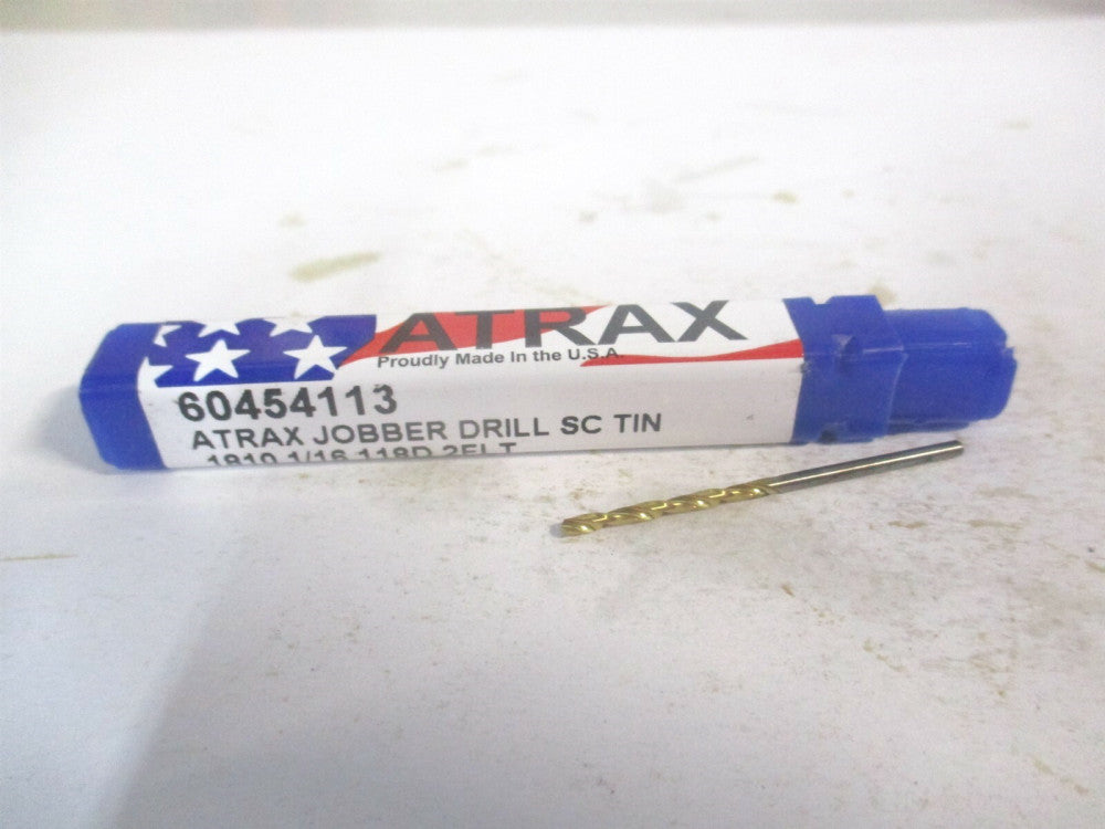 (450-100625A) 1/16" x 3/4" x 1-1/2" OAL 118° Solid Carbide Spiral Jobber Drill