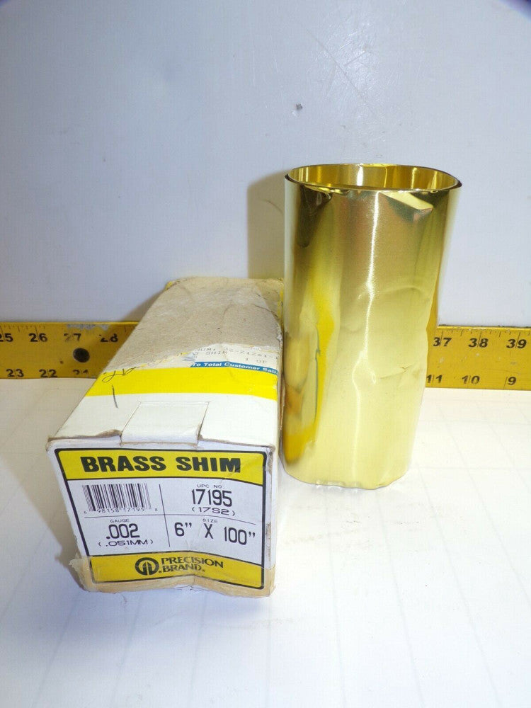 NEW PRECISION BRAND BRASS SHIM GAGE .002 6" WIDE 100" LONG 17S2