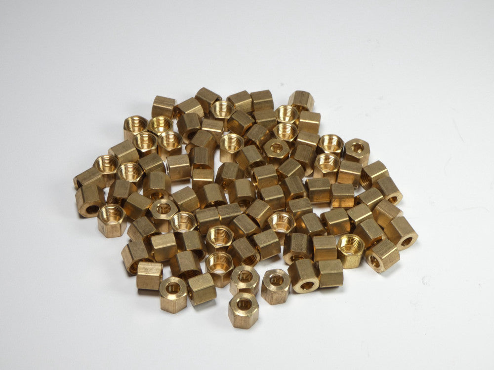 *Lot of 90* Parker 61C-4 Brass Nut Compression Fitting 1/4" Tube x 7/16" Thre...
