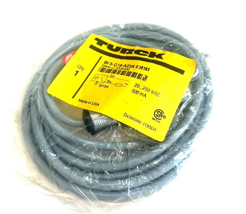 NEW TURCK BI5-G18-AZ3X 60MM PROXIMITY SENSOR T4330400 BI5G18AZ3X60MM