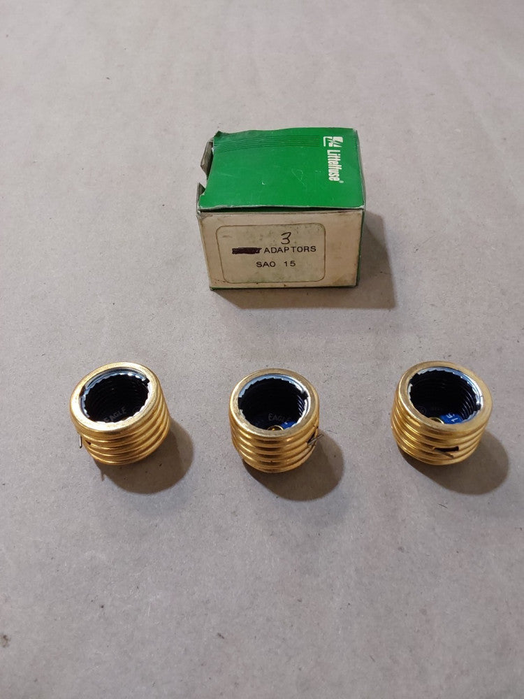 Box of 3 New Littelfuse SA0 15 Amp Type S Plug Fuse S7 to S15 Adapter