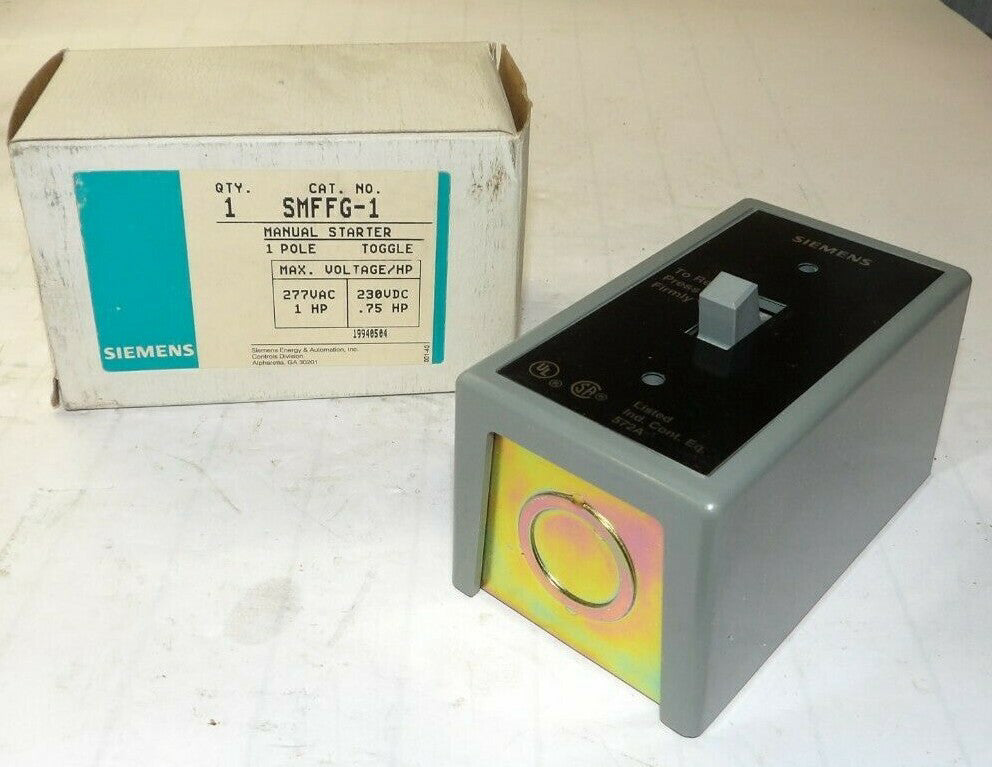 NEW SIEMENS 1 HP MANUAL MOTOR STARTER 277 VAC 230 VDC SMFFG-1