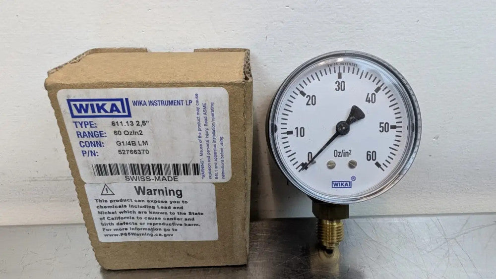 Wika 611.13 Pressure Gauge 52766370 60 Oz/in²