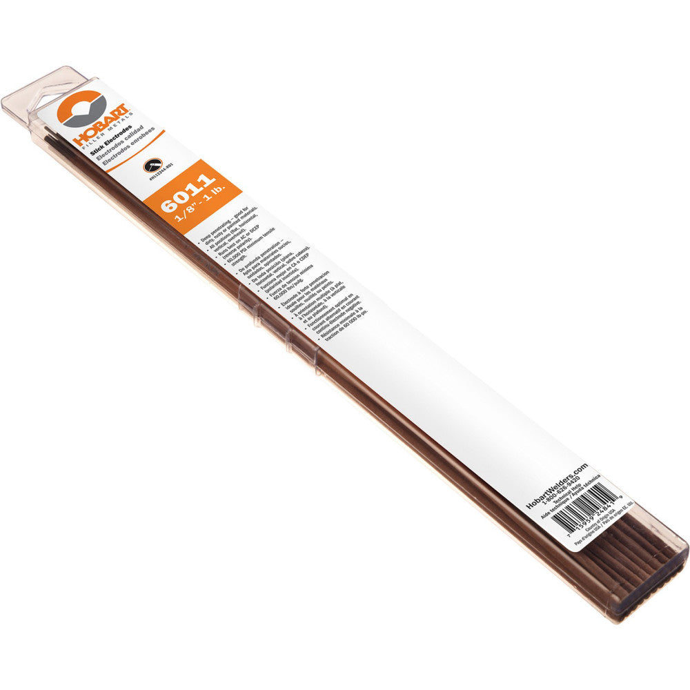 Hobart Filler Metals Stick Welding Electrodes, 6011, 1/8in. Dia. x 14in.L,