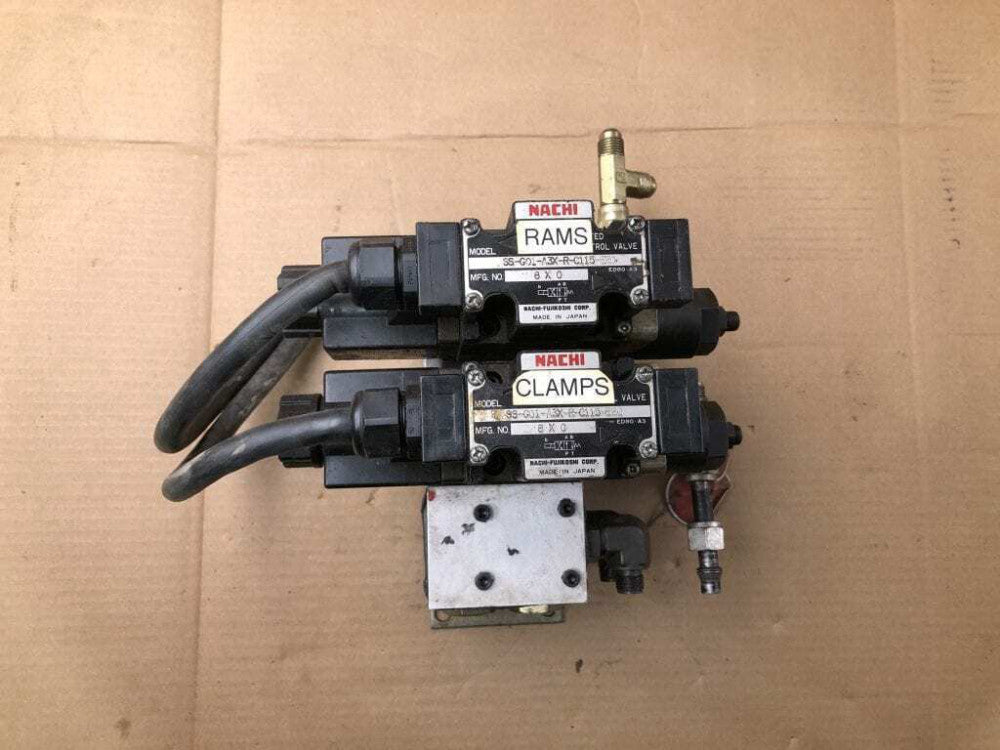 NACHI OG-G01-P-E20 Modular Valve Manifold w/ SS-G01-A3X-R-C115 Solenoids