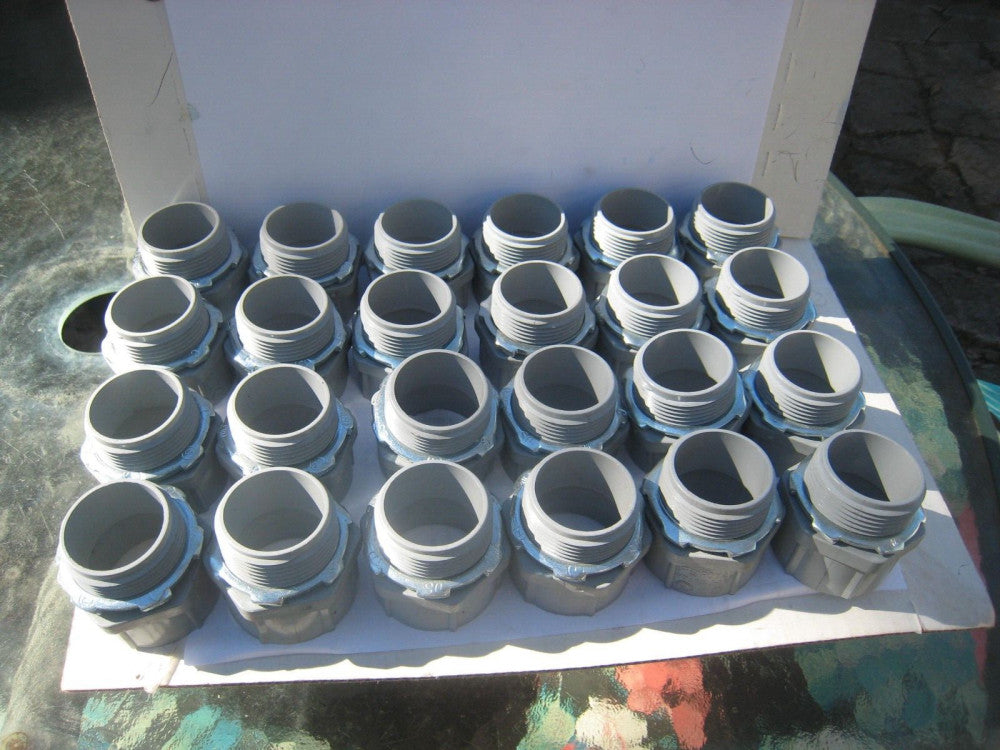 (24) 1-1/4" Gray PVC Male Terminal Adapter Fitting - Royal Brand RTA25 W/LOCKNUT