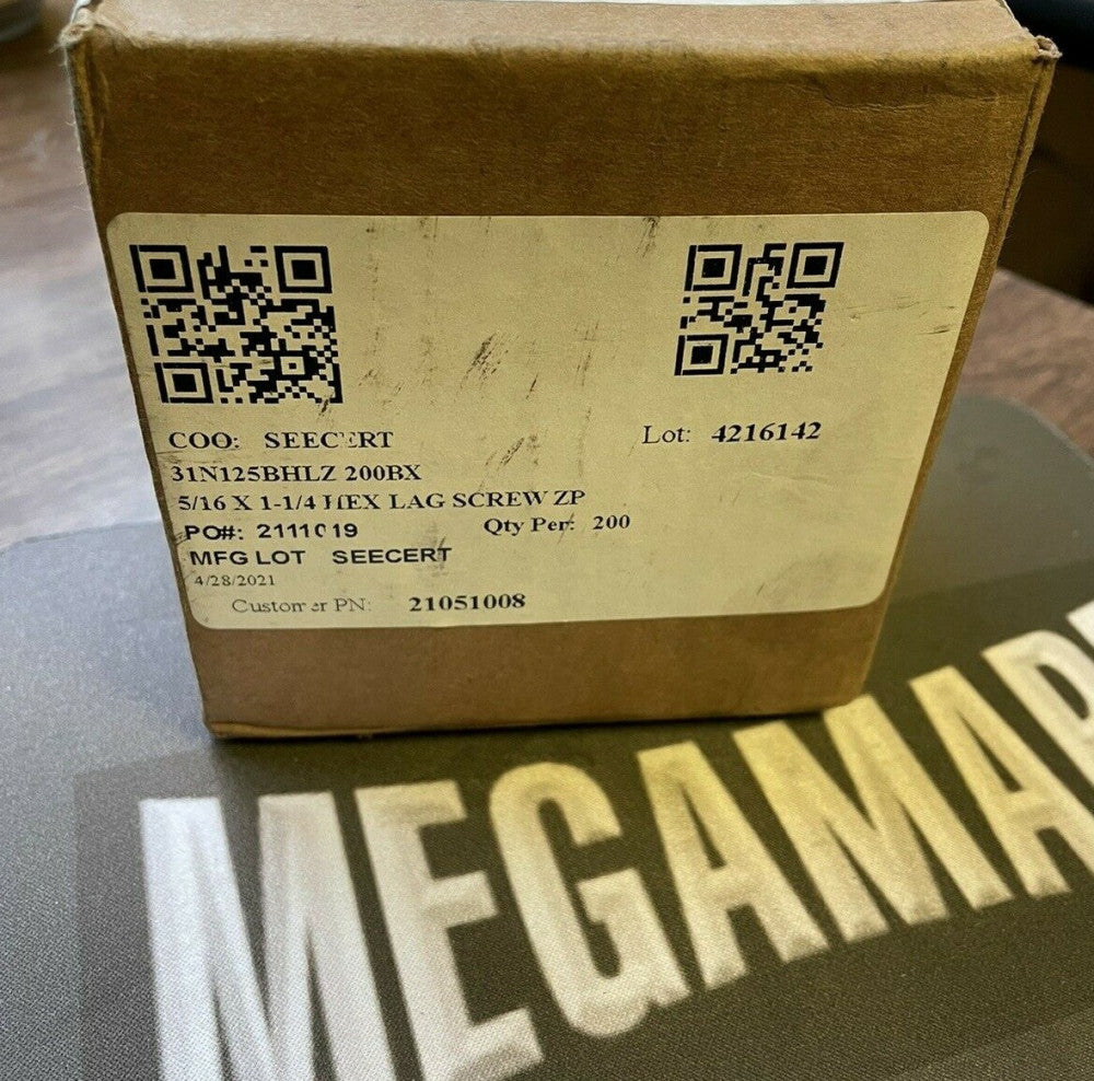 5/16" Hex Lag Screws / Lag Bolts, (aka Coach Screw) (1 BOX OF 250)