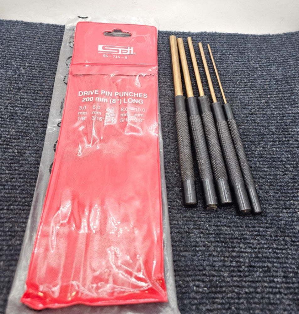 (5 PIECES) SPI 95-715-9: Brass Pin Punch 1/8", 3/16", 1/4", 5/16" & 3/8" Punch