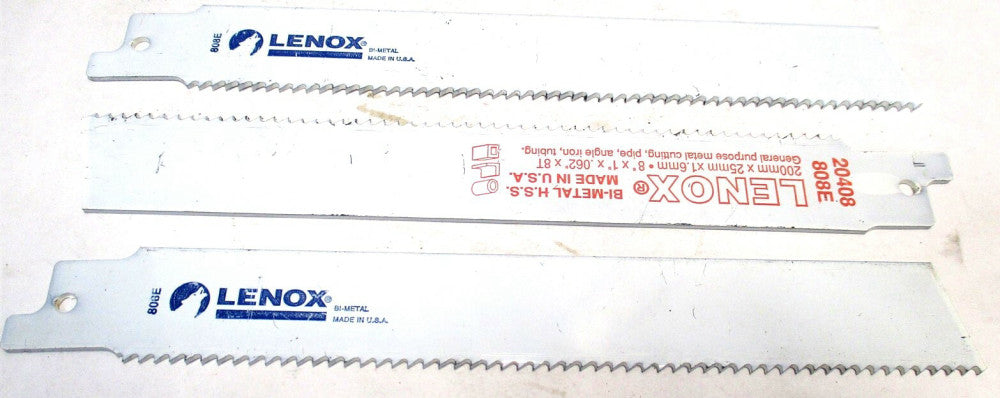 Lenox (808E) 8" x 1" 8 TPI Toothed Edge Bi-Metal Reciprocating Saw Blade - 3 PC